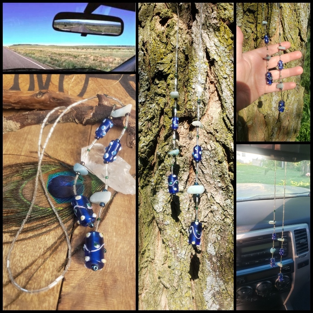 Crystal Car Charm Suncatcher AMAZONITE Rearview Mirror Beaded Bookmark Pendulum